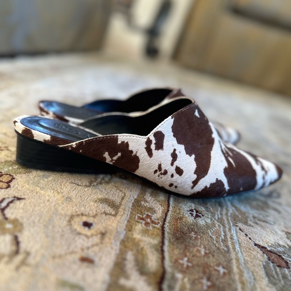 Enzo Angiolini Women’s Raysell Mule Flats Brown/Off White Cow Print Size 9.5 - Picture 13 of 13
